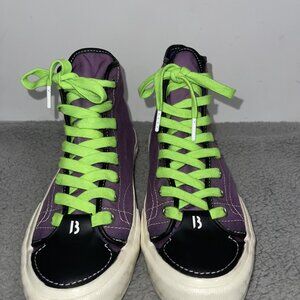 BYREDO Shoes Mens Size 10 Purple Canvas High Top Green Laces Athletic Sneakers